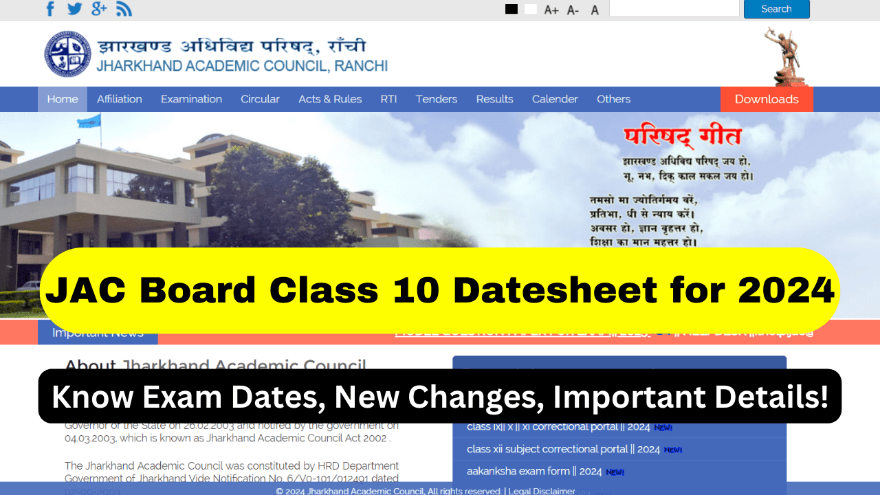 class 10 2024 board exam date jac